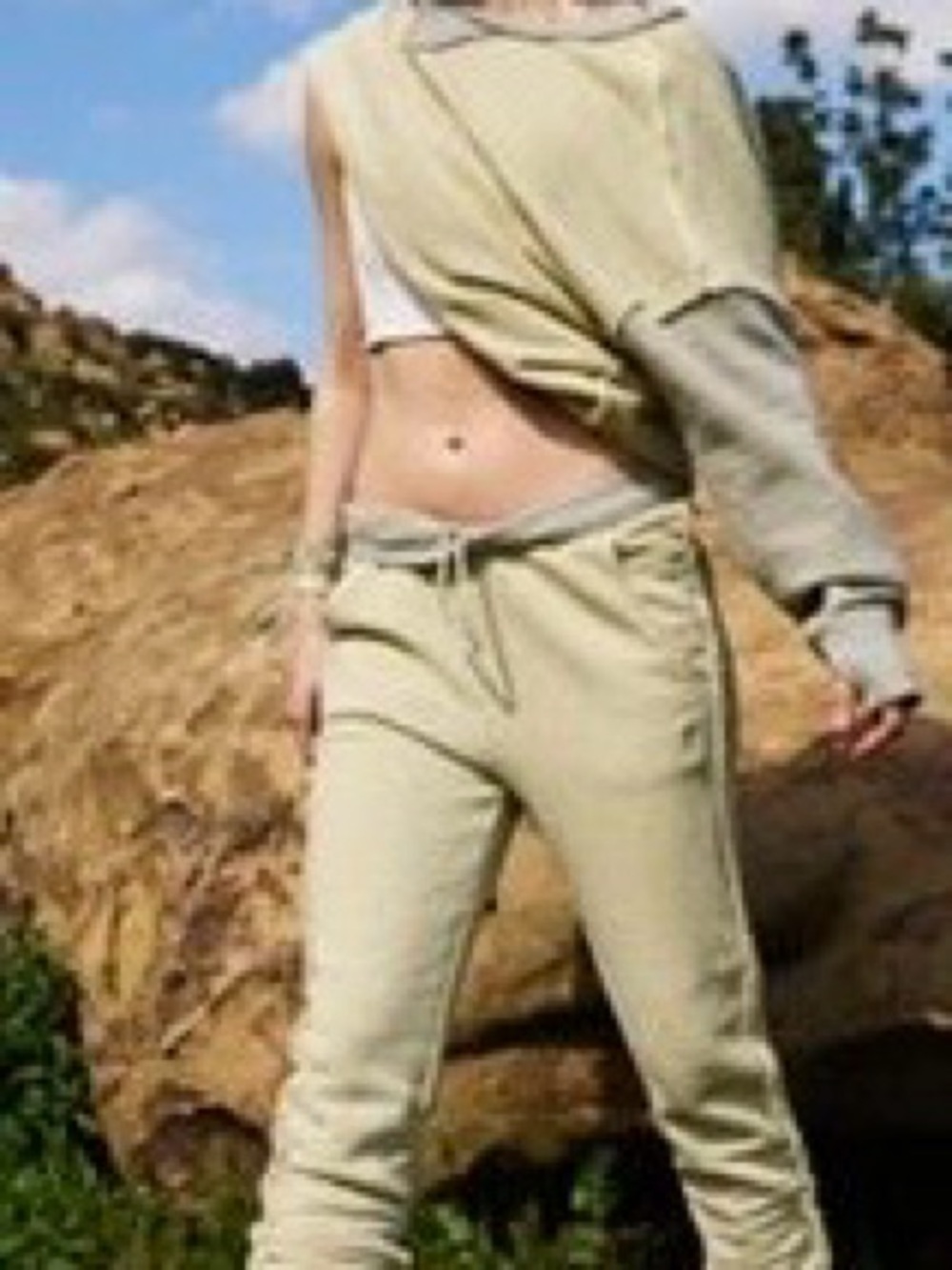 Free People Olive Green Drawstring Joggers